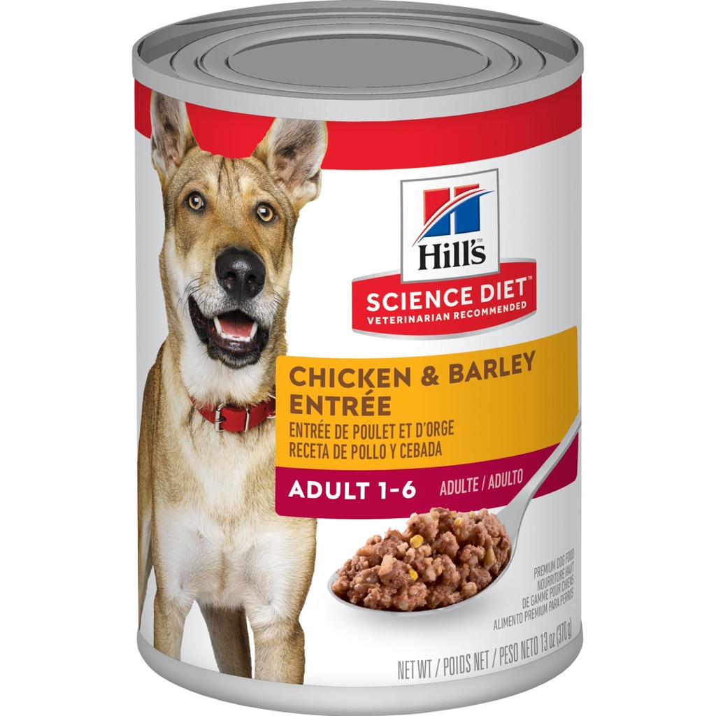 Hills Canine Adult Chiken & Barley Entree Lata 0.37-Kgs. Adulto